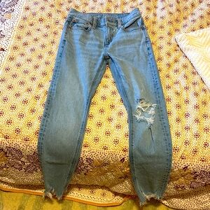 American Eagle Outfitters Light Blue Distressed Straight Leg Jeans